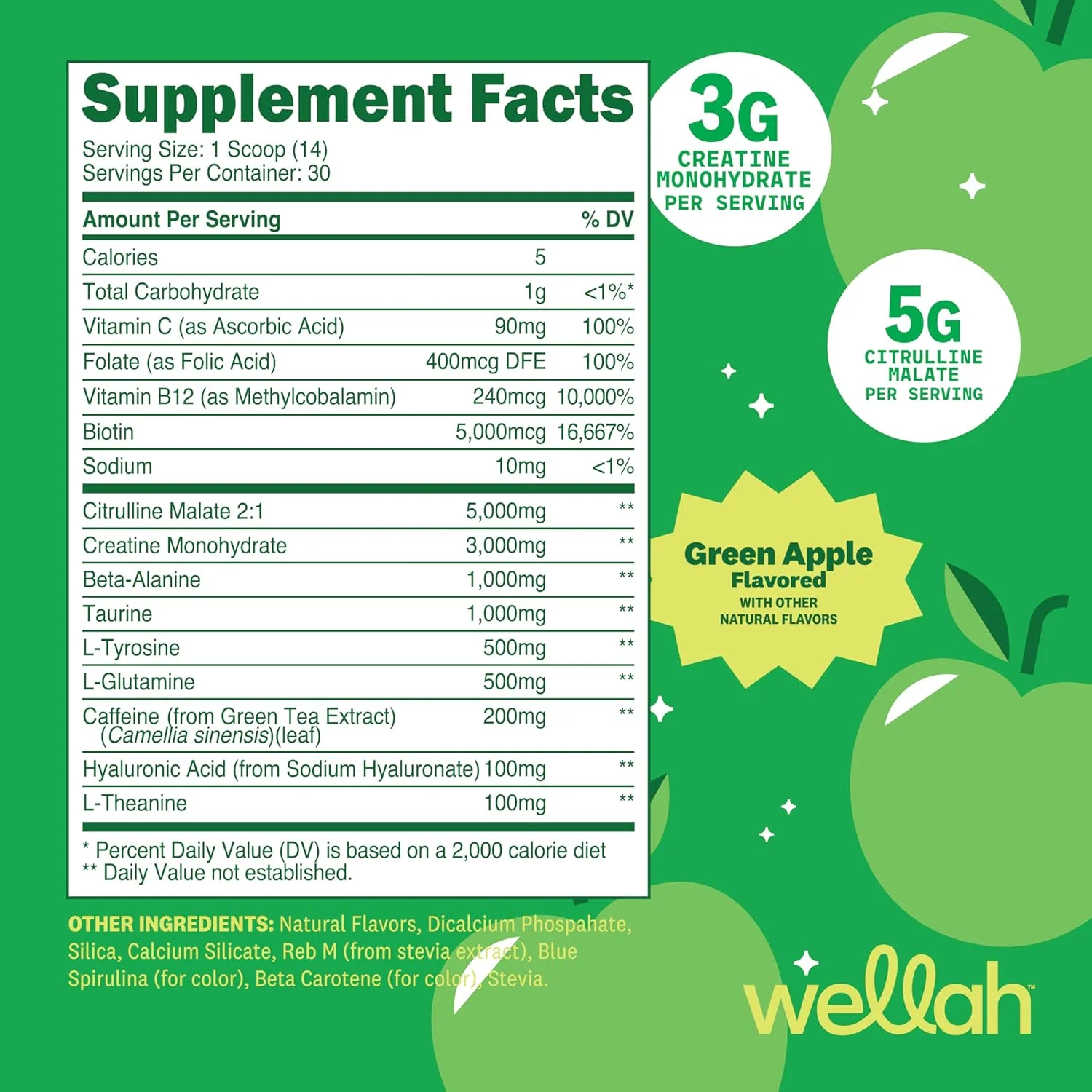 پودر قبل از تمرین و کراتین ولاه (30 سروینگ) سیب سبز - 200 میلی گرم کافئین، 3 گرم کراتین مونوهیدرات، 5 گرم سیترولین مالات، مکمل قبل از تمرین با کراتین پودر قبل از تمرین و کراتین ولاه (30 سروینگ) سیب سبز - 200 میلی گرم کافئین، 3 گرم کراتین مونوهیدرات، 5 گرم سیترولین مالات، مکمل قبل از تمرین با کراتین