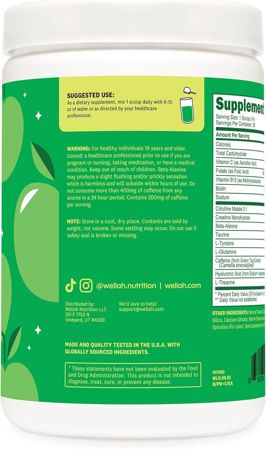 پودر قبل از تمرین و کراتین ولاه (30 سروینگ) سیب سبز - 200 میلی گرم کافئین، 3 گرم کراتین مونوهیدرات، 5 گرم سیترولین مالات، مکمل قبل از تمرین با کراتین پودر قبل از تمرین و کراتین ولاه (30 سروینگ) سیب سبز - 200 میلی گرم کافئین، 3 گرم کراتین مونوهیدرات، 5 گرم سیترولین مالات، مکمل قبل از تمرین با کراتین