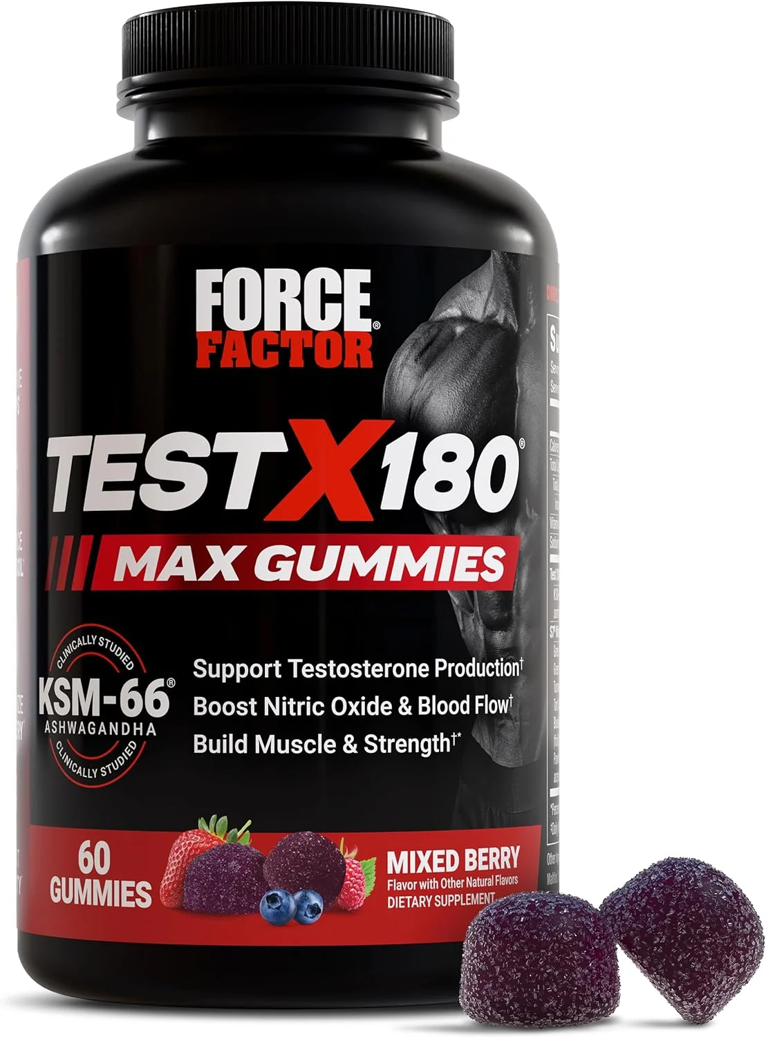 پاستیل های Force Factor Test X180 Max، مکمل تقویت کننده تستوسترون برای مردان، حاوی KSM-66 Ashwagandha برای حمایت از سطح T، قدرت و نشاط، توت مخلوط، 60 پاستیل پاستیل های Force Factor Test X180 Max، مکمل تقویت کننده تستوسترون برای مردان، حاوی KSM-66 Ashwagandha برای حمایت از سطح T، قدرت و نشاط، توت مخلوط، 60 پاستیل