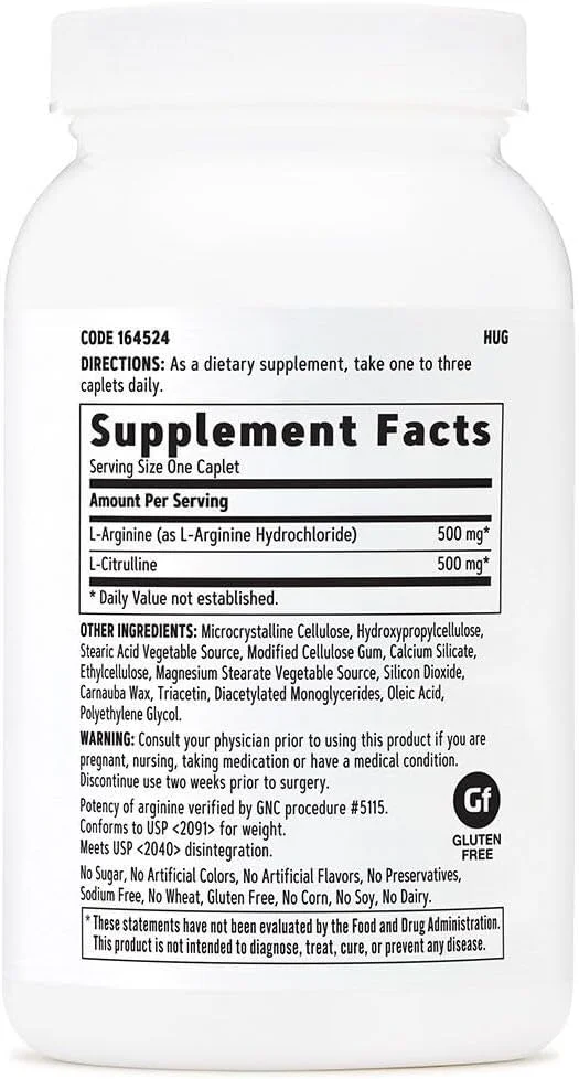 مکمل ال آرژنین + ال سیترولین 500 میلی گرمی GNC، پشتیبانی از تولید اکسید نیتریک و سلامت عروق خونی، 120 سروینگ مکمل ال آرژنین + ال سیترولین 500 میلی گرمی GNC، پشتیبانی از تولید اکسید نیتریک و سلامت عروق خونی، 120 سروینگ