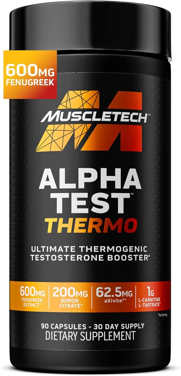 مکمل ترموژنیک تستوسترون MuscleTech AlphaTest Thermo برای مردان - مکمل افزایش دهنده تست با تریبولوس ترستریس - مکمل تمرینات ورزشی مردانه برای رشد عضلات، استقامت و انرژی - 90 عدد قرص مکمل ترموژنیک تستوسترون MuscleTech AlphaTest Thermo برای مردان - مکمل افزایش دهنده تست با تریبولوس ترستریس - مکمل تمرینات ورزشی مردانه برای رشد عضلات، استقامت و انرژی - 90 عدد قرص