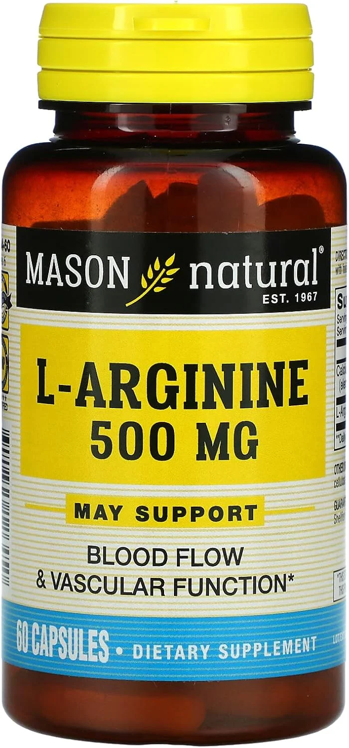 کپسول ال-آرژنین 500 میلی گرم میسون ویتامینز، 60 عدد کپسول ال-آرژنین 500 میلی گرم میسون ویتامینز، 60 عدد