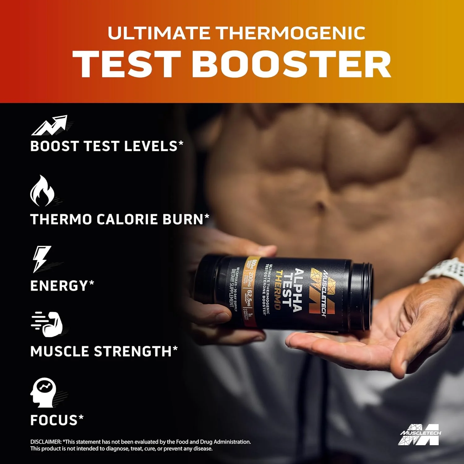 مکمل ترموژنیک تستوسترون MuscleTech AlphaTest Thermo برای مردان - مکمل افزایش دهنده تست با تریبولوس ترستریس - مکمل تمرینات ورزشی مردانه برای رشد عضلات، استقامت و انرژی - 90 عدد قرص مکمل ترموژنیک تستوسترون MuscleTech AlphaTest Thermo برای مردان - مکمل افزایش دهنده تست با تریبولوس ترستریس - مکمل تمرینات ورزشی مردانه برای رشد عضلات، استقامت و انرژی - 90 عدد قرص