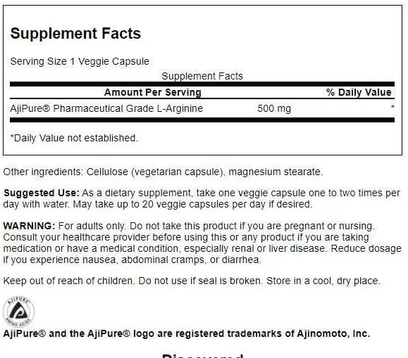 سوانسون ال-آرژنین اجیپیور گرید دارویی 500 میلی گرم 60 کپسول گیاهی سوانسون ال-آرژنین اجیپیور گرید دارویی 500 میلی گرم 60 کپسول گیاهی