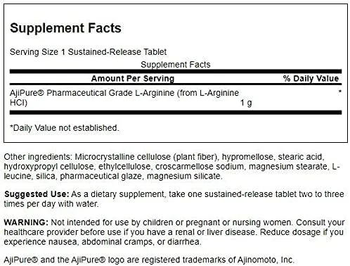 ال-آرژنین رهش پایدار AJI سوانسون 1000 میلی گرم 90 عدد ال-آرژنین رهش پایدار AJI سوانسون 1000 میلی گرم 90 عدد