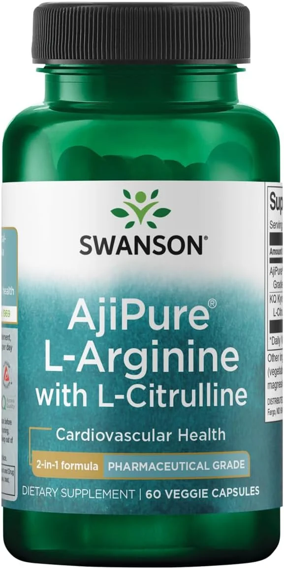 سوانسون ال-آرژنین Ajipure با ال-سیترولین، 60 کپسول گیاهی