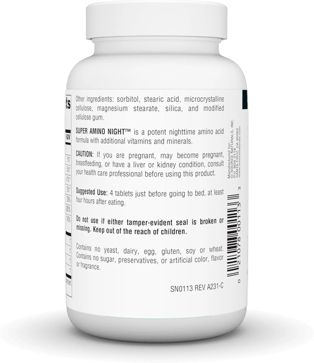 سورس نچرالز سوپر آمینو نایت - فرمول پیشرفته آمینو اسید - 120 قرص سورس نچرالز سوپر آمینو نایت - فرمول پیشرفته آمینو اسید - 120 قرص