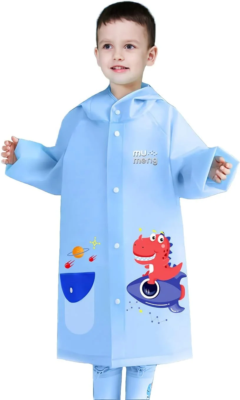 بارانی بچگانه پسرانه دخترانه، ژاکت بارانی کلاه دار طرح دایناسور، پانچو، کت ضد آب مناسب ورزش های فضای باز 2 تا 12 سال