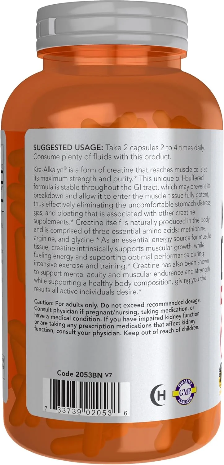 NOW Foods Sports Nutrition، کراتین Kre-Alkalyn 750 میلی گرم، عضله سازی*/تولید انرژی*، 240 کپسول گیاهی NOW Foods Sports Nutrition، کراتین Kre-Alkalyn 750 میلی گرم، عضله سازی*/تولید انرژی*، 240 کپسول گیاهی