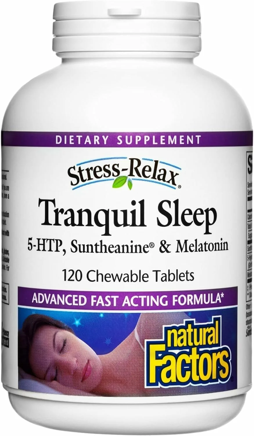 Natural Factors Tranquil Sleep - مکمل سلامت خواب آرام - مکمل پشتیبانی آرامش با ملاتونین و 5-HTP - 120 قرص جویدنی (30 سروینگ) Natural Factors Tranquil Sleep - مکمل سلامت خواب آرام - مکمل پشتیبانی آرامش با ملاتونین و 5-HTP - 120 قرص جویدنی (30 سروینگ)