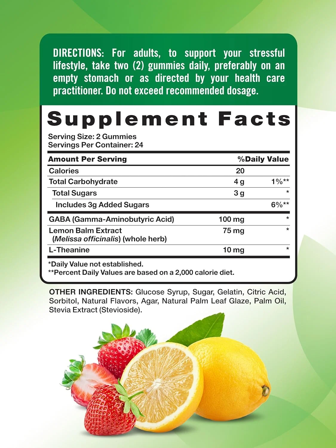 پاستیل های کاهش استرس نیچرز تروث برای بزرگسالان | حاوی گابا، ال تیانین و بادرنجبویه | طعم لیمو توت فرنگی | مکمل غیر تراریخته و بدون گلوتن پاستیل های کاهش استرس نیچرز تروث برای بزرگسالان | حاوی گابا، ال تیانین و بادرنجبویه | طعم لیمو توت فرنگی | مکمل غیر تراریخته و بدون گلوتن