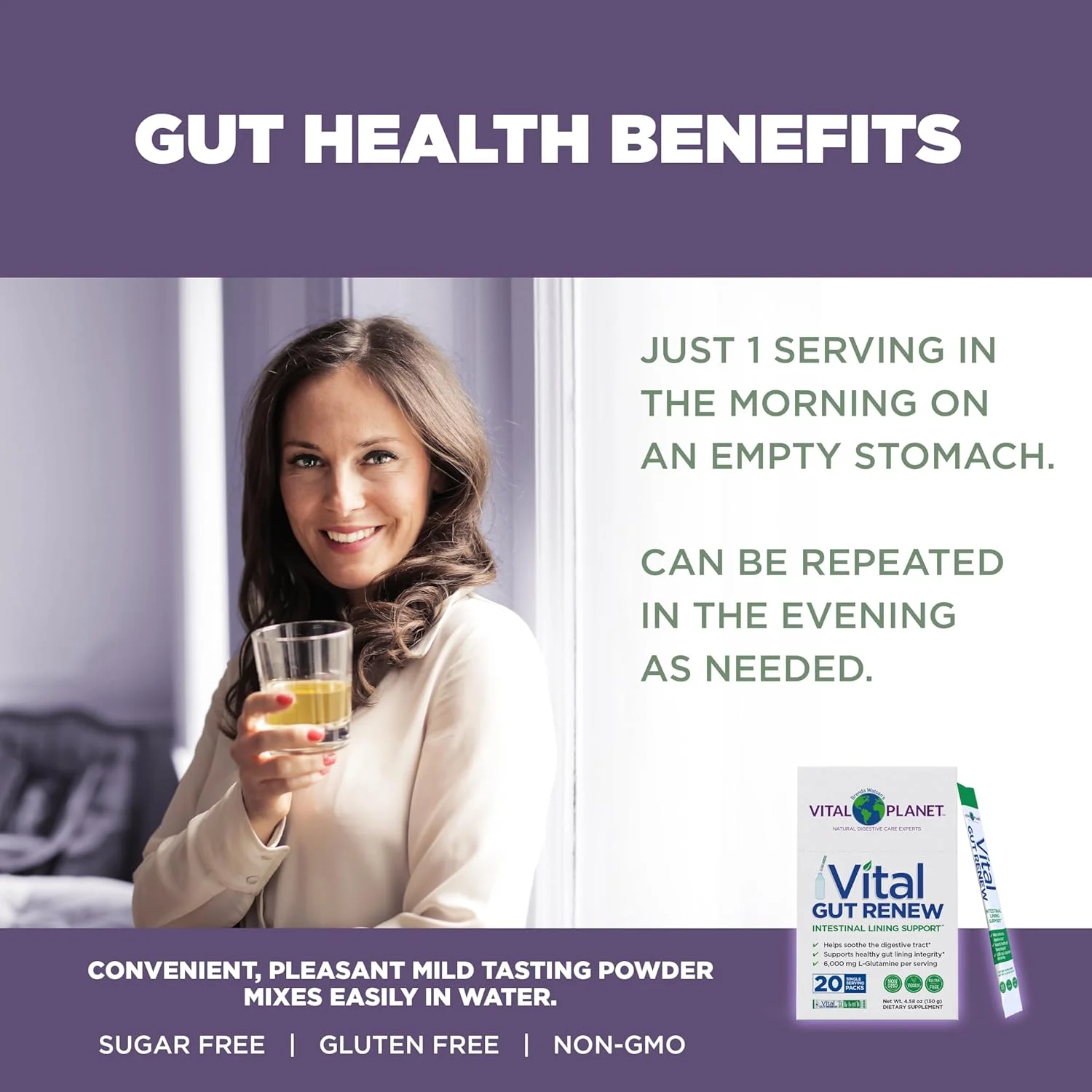 پودر مکمل Vital Planet - Vital Gut Renew برای ترمیم روده با ال-گلوتامین، ریشه ختمی و زنجبیل، ریشه شیرین بیان DGL و آلوئه ورا ارگانیک، ال گلوتامین 6000 میلی گرم، 20 بسته تک نفره پودر مکمل Vital Planet - Vital Gut Renew برای ترمیم روده با ال-گلوتامین، ریشه ختمی و زنجبیل، ریشه شیرین بیان DGL و آلوئه ورا ارگانیک، ال گلوتامین 6000 میلی گرم، 20 بسته تک نفره