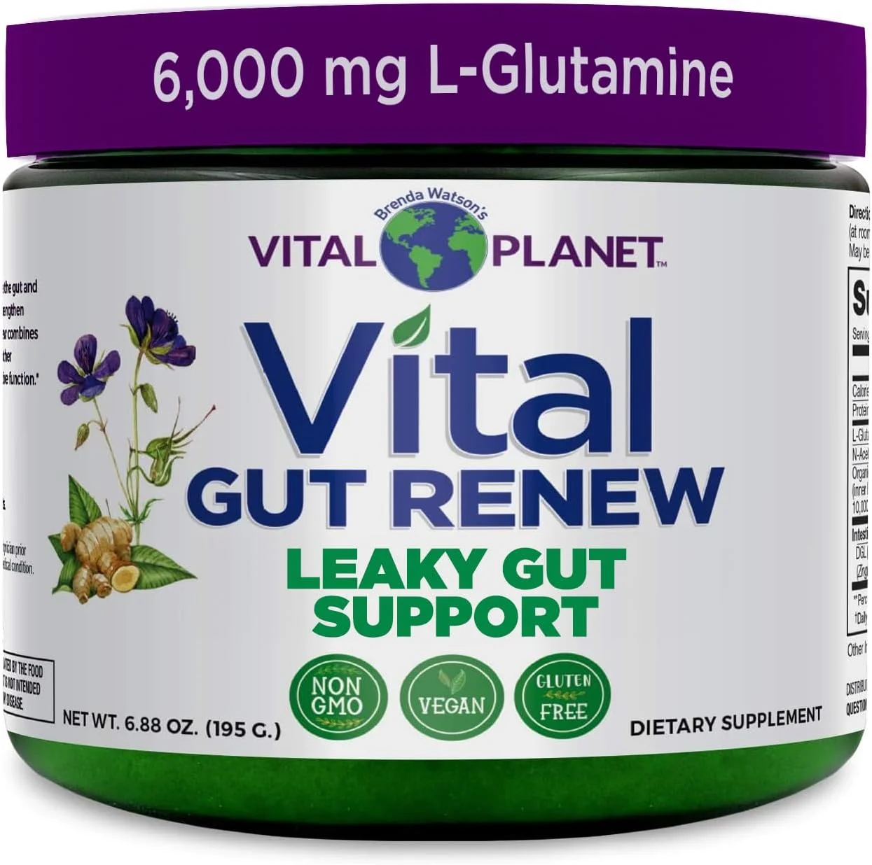 پودر مکمل Vital Planet - Vital Gut Renew برای ترمیم روده با ال-گلوتامین، ریشه ختمی و زنجبیل، ریشه شیرین بیان DGL و آلوئه ورا ارگانیک، ال گلوتامین 6000 میلی گرم 195 گرم پودر مکمل Vital Planet - Vital Gut Renew برای ترمیم روده با ال-گلوتامین، ریشه ختمی و زنجبیل، ریشه شیرین بیان DGL و آلوئه ورا ارگانیک، ال گلوتامین 6000 میلی گرم 195 گرم