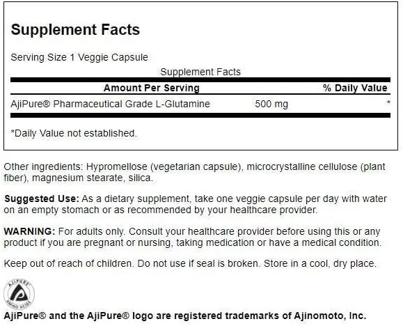 سوانسون ال-گلوتامین Ajipure درجه دارویی 500 میلی گرم 60 کپسول گیاهی سوانسون ال-گلوتامین Ajipure درجه دارویی 500 میلی گرم 60 کپسول گیاهی