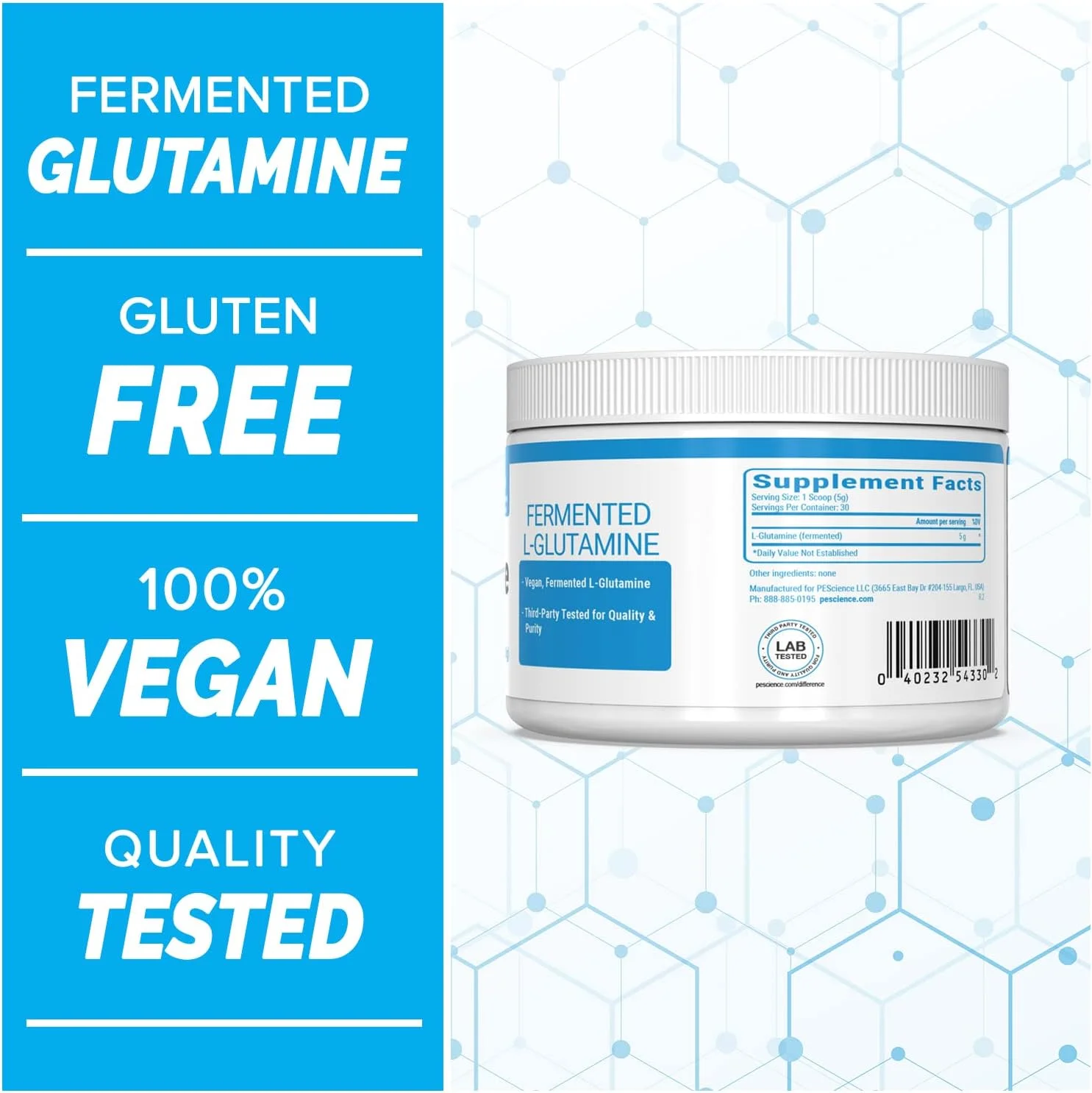 پودر ال-گلوتامین تخمیر شده PEScience TruGlutamine، بدون طعم، 30 سروینگ، پشتیبانی از سلامت روده پودر ال-گلوتامین تخمیر شده PEScience TruGlutamine، بدون طعم، 30 سروینگ، پشتیبانی از سلامت روده