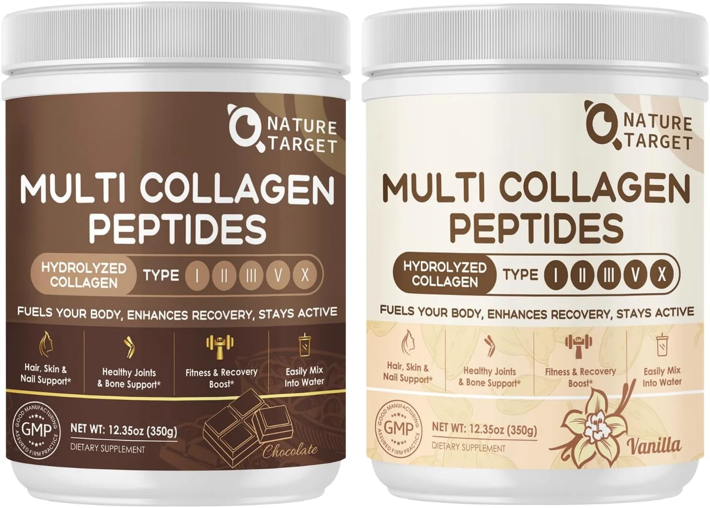 پودر پپتیدهای کلاژن چندگانه نیچر تارگت - شکلاتی و وانیلی | کلاژن هیدرولیز شده برای زنان و مردان به همراه کراتین، ال-کارنیتین، گلوتامین پودر پپتیدهای کلاژن چندگانه نیچر تارگت - شکلاتی و وانیلی | کلاژن هیدرولیز شده برای زنان و مردان به همراه کراتین، ال-کارنیتین، گلوتامین