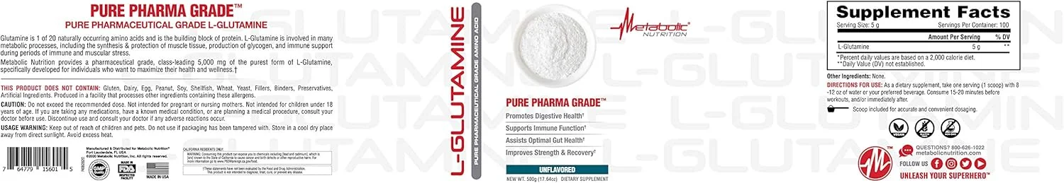 ال-گلوتامین متابولیک نوتریشن (500 گرمی) - پشتیبانی از سلامت و ریکاوری ال-گلوتامین متابولیک نوتریشن (500 گرمی) - پشتیبانی از سلامت و ریکاوری