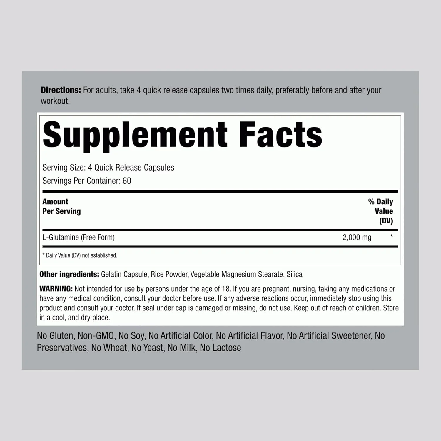 کپسول پودر ال-گلوتامین پایپینگ راک | 2000 میلی گرم | 240 عدد | مکمل برای زنان و مردان | آمینو اسید فرم آزاد | غیر GMO، بدون گلوتن کپسول پودر ال-گلوتامین پایپینگ راک | 2000 میلی گرم | 240 عدد | مکمل برای زنان و مردان | آمینو اسید فرم آزاد | غیر GMO، بدون گلوتن