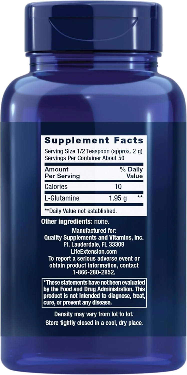 پودر ال-گلوتامین لایف اکستنشن، آمینو اسید، پشتیبانی از سلامت عضلات و سلامت سیستم ایمنی، بدون گلوتن، غیر تراریخته، گیاهی، 100 گرم پودر ال-گلوتامین لایف اکستنشن، آمینو اسید، پشتیبانی از سلامت عضلات و سلامت سیستم ایمنی، بدون گلوتن، غیر تراریخته، گیاهی، 100 گرم