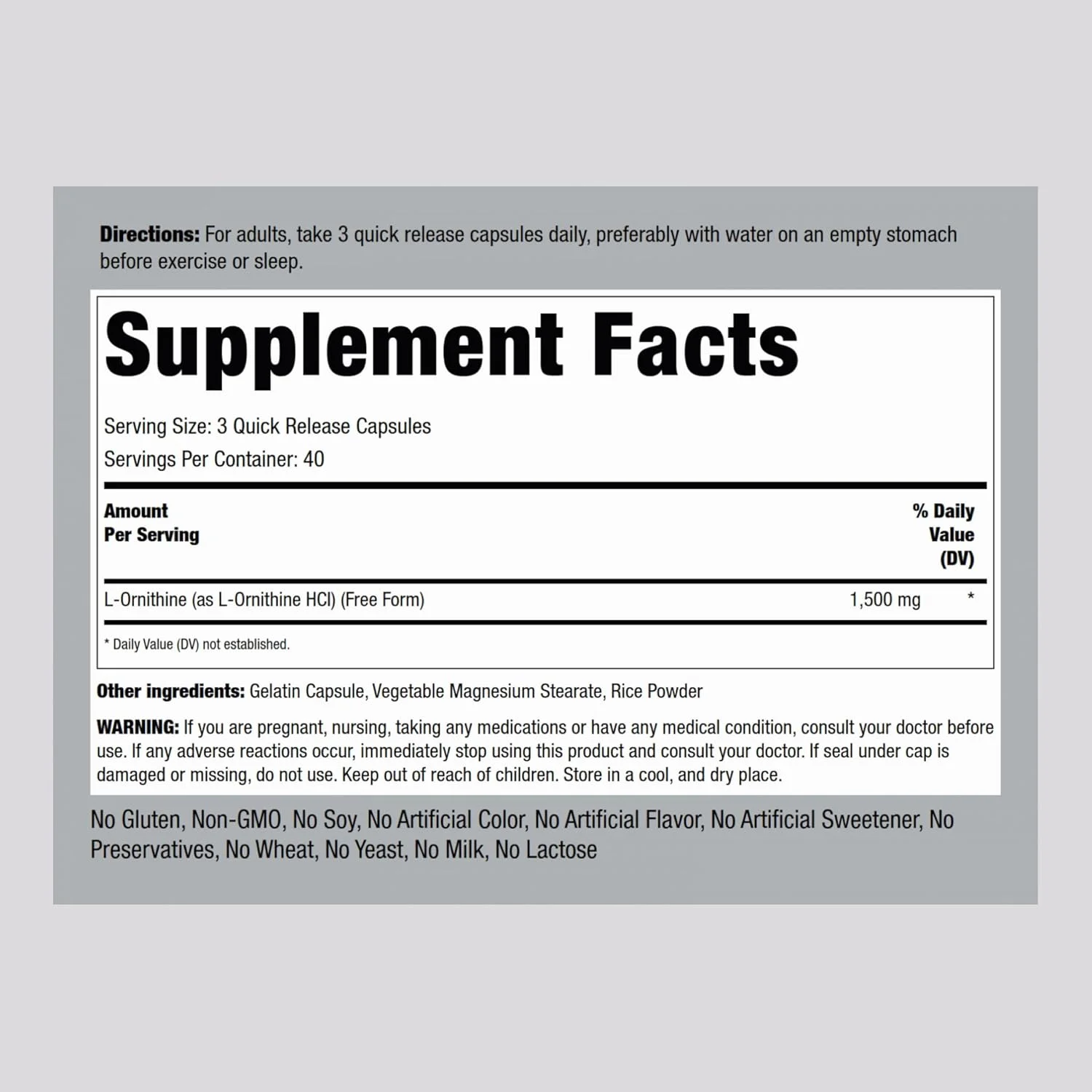 مکمل ال-اورنیتین پایپینگ راک | 1500 میلی گرم | 120 کپسول | فرم آزاد HCl | غیر GMO، بدون گلوتن مکمل ال-اورنیتین پایپینگ راک | 1500 میلی گرم | 120 کپسول | فرم آزاد HCl | غیر GMO، بدون گلوتن