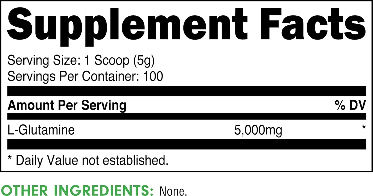 پودر ال-گلوتامین 500 گرمی Bucked Up، بدون گلوتن، غیر تراریخته، بدون طعم (100 سروینگ)