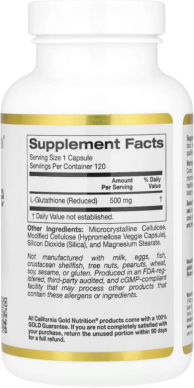 ال-گلوتاتیون (کاهش یافته) California Gold Nutrition، 500 میلی گرم، 120 کپسول گیاهی