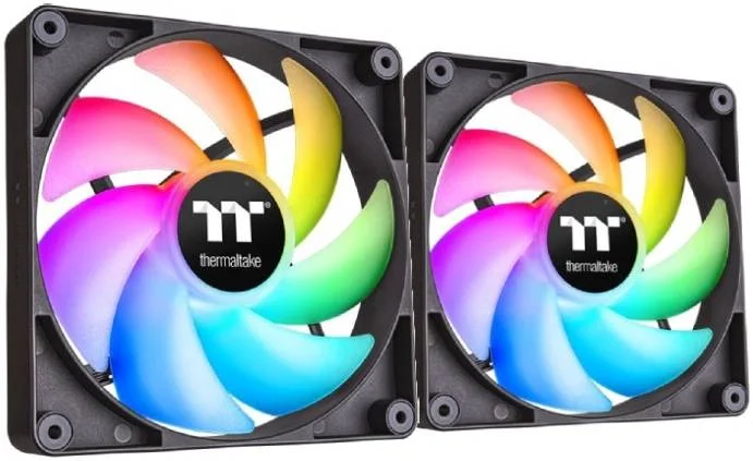 فن خنک کننده Thermaltake CT140 ARGB Sync PC، سرعت فن PWM 500~1500 دور در دقیقه، جریان هوای 77.37 CFM، بلبرینگ هیدرولیک، 4 پین PWM، 3 پین-ARGB، بسته 2 عددی، مشکی | CL-F150-PL14SW-A