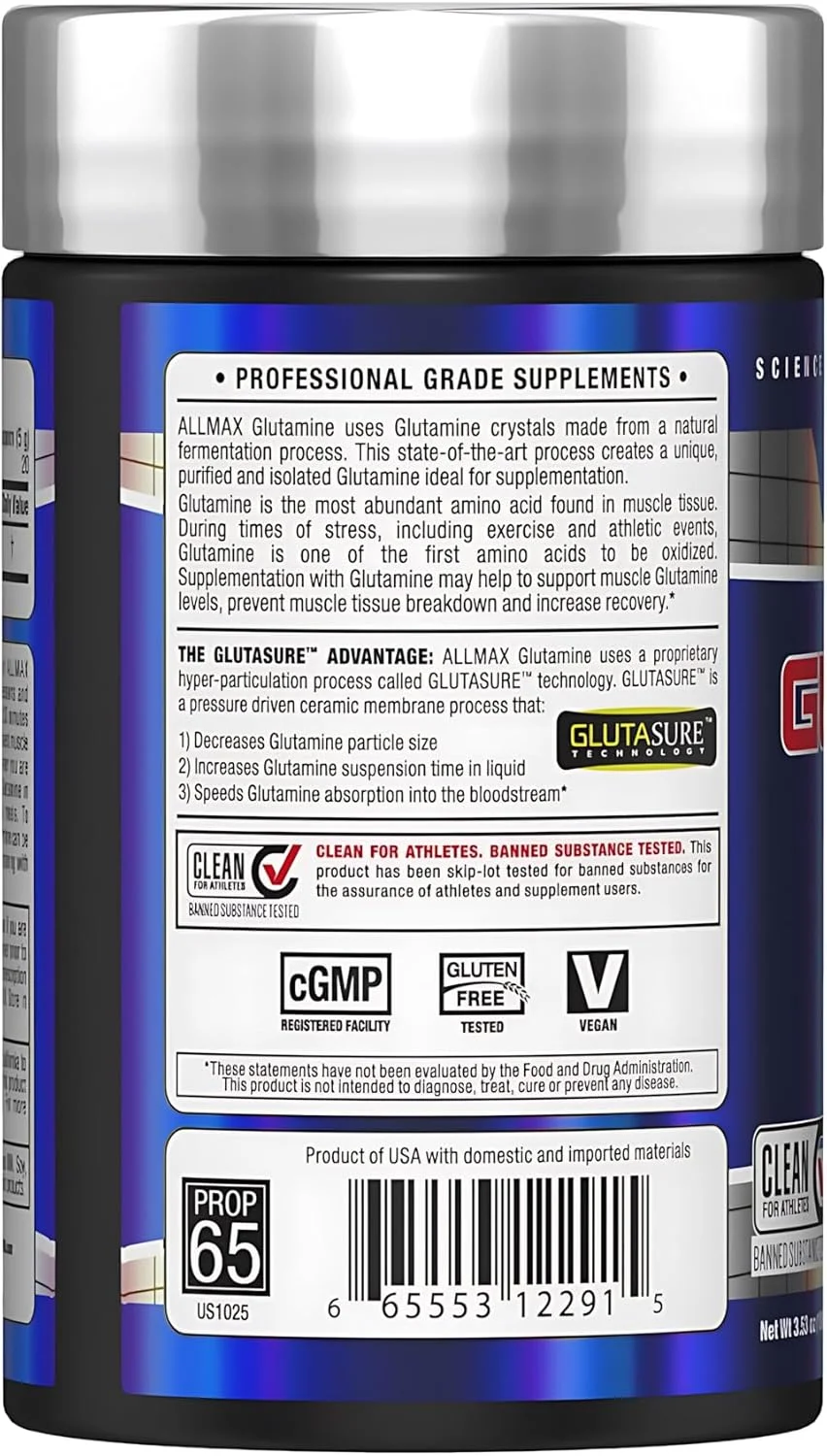 گلوتامین AllMax Nutrition - پودر - گلوتامین حاصل از تخمیر - افزایش ریکاوری و پشتیبانی از سیستم ایمنی - بدون گلوتن و وگان (100 گرم) گلوتامین AllMax Nutrition - پودر - گلوتامین حاصل از تخمیر - افزایش ریکاوری و پشتیبانی از سیستم ایمنی - بدون گلوتن و وگان (100 گرم)