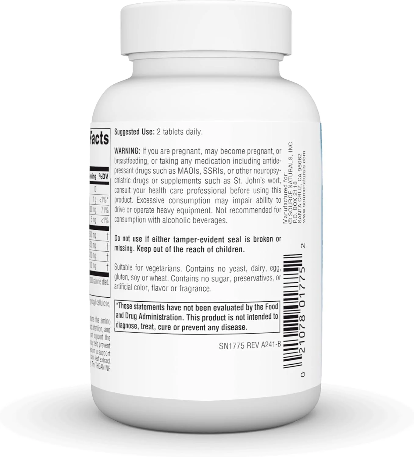 ال-تیانین سینرژی نچرالز با منیزیم و گابا - 60 قرص ال-تیانین سینرژی نچرالز با منیزیم و گابا - 60 قرص