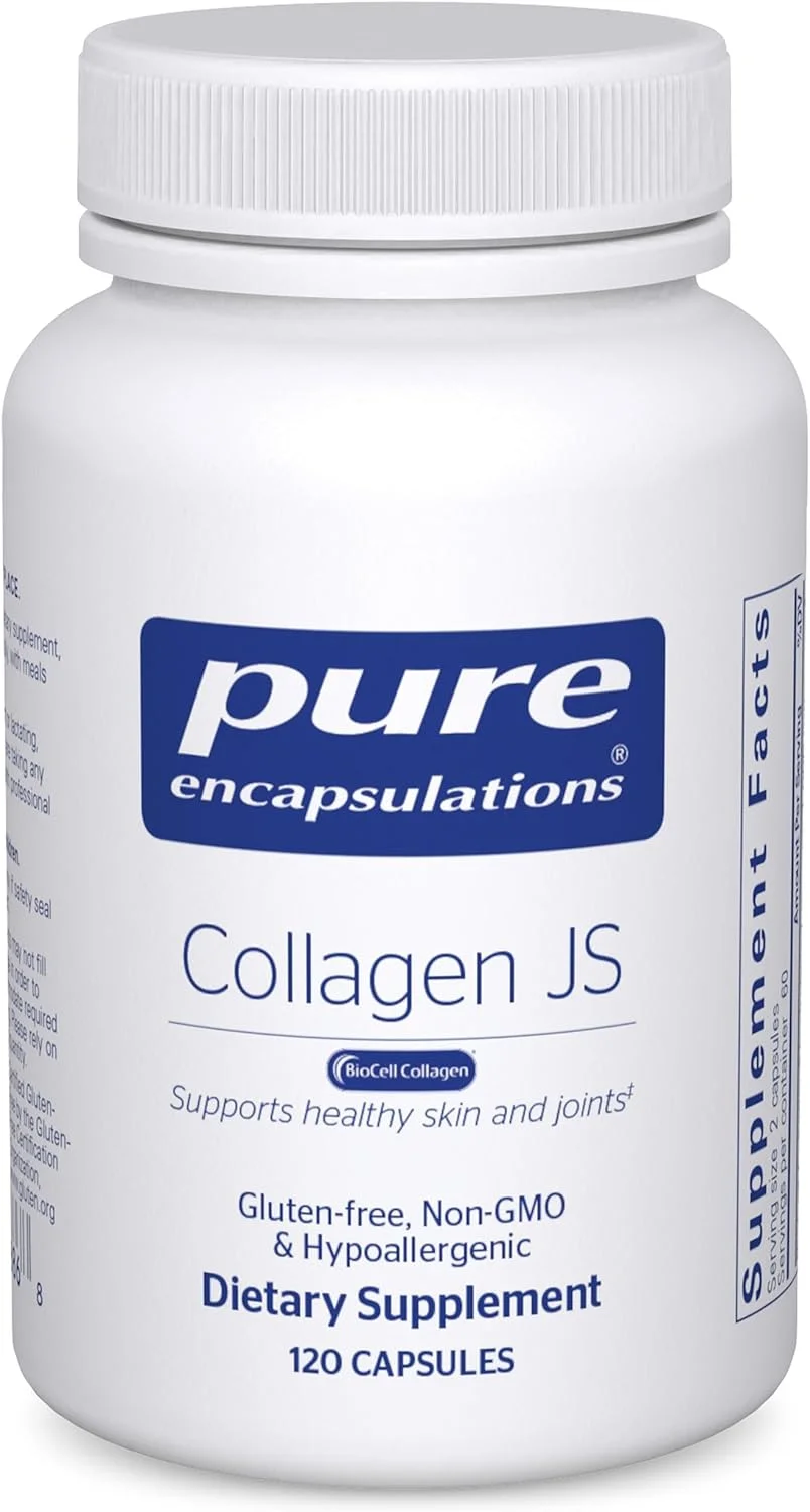 کپسول کلاژن JS Pure Encapsulations - سلامت پوست و مفاصل* - 1000 میلی گرم کلاژن هیدرولیز شده Biocell - فاقد گلوتن و غیر تراریخته - 120 کپسول کپسول کلاژن JS Pure Encapsulations - سلامت پوست و مفاصل* - 1000 میلی گرم کلاژن هیدرولیز شده Biocell - فاقد گلوتن و غیر تراریخته - 120 کپسول