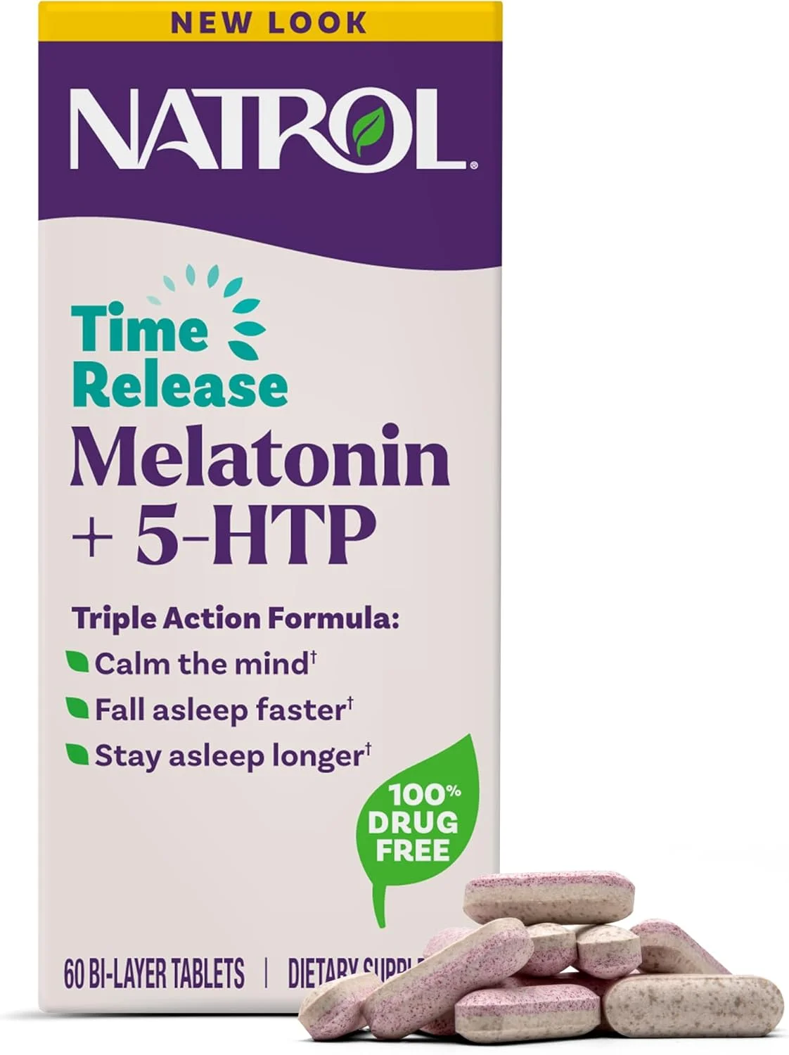 ناترول ملاتونین + 5-HTP، فرمول سه گانه، آرامش ذهن، به خواب رفتن سریعتر و خواب ماندن طولانی تر، 60 قرص دو لایه، تا 60 روز ناترول ملاتونین + 5-HTP، فرمول سه گانه، آرامش ذهن، به خواب رفتن سریعتر و خواب ماندن طولانی تر، 60 قرص دو لایه، تا 60 روز