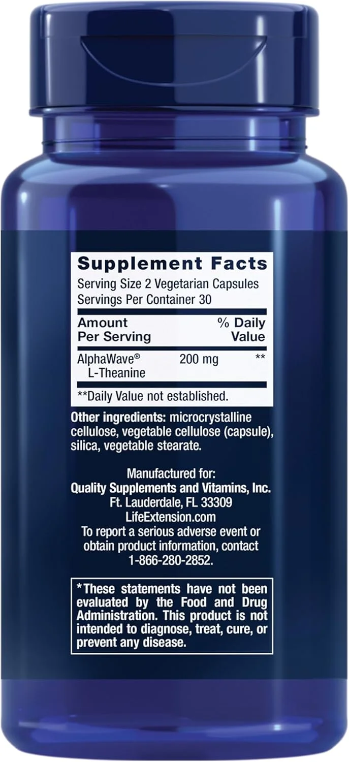 ال-تیانین لایف اکستنشن، اسید آمینه تیانین، آرامش بخش، بهبود خلق و خو، بدون گلوتن، غیر تراریخته، گیاهی، 200 میلی گرم، 60 کپسول ال-تیانین لایف اکستنشن، اسید آمینه تیانین، آرامش بخش، بهبود خلق و خو، بدون گلوتن، غیر تراریخته، گیاهی، 200 میلی گرم، 60 کپسول