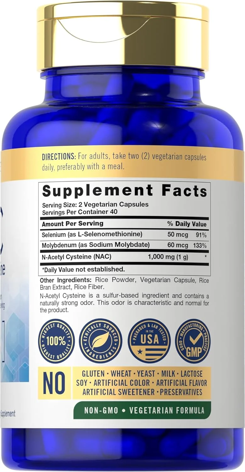 مکمل ان-استیل سیستئین ۱۰۰۰ میلیگرم کارلایل | ۸۰ کپسول | حاوی سلنیوم و مولیبدن | گیاهی، غیر تراریخته و بدون گلوتن مکمل ان-استیل سیستئین ۱۰۰۰ میلیگرم کارلایل | ۸۰ کپسول | حاوی سلنیوم و مولیبدن | گیاهی، غیر تراریخته و بدون گلوتن