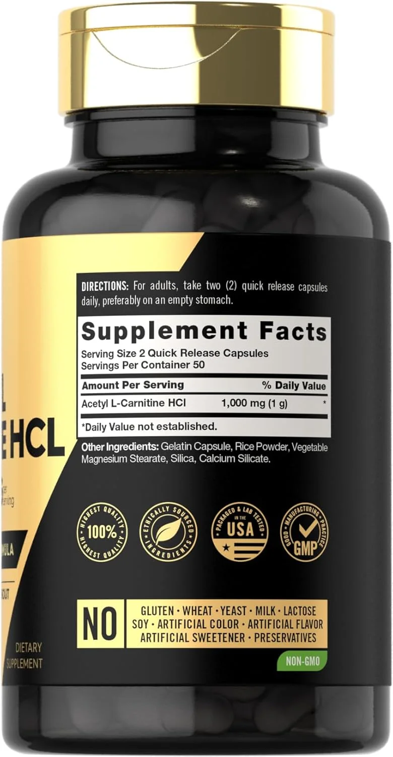 استیل ال-کارنیتین اچ سی ال کارلایل | 1000 میلی گرم | 100 کپسول | فرمول پیشرفته ورزشکاران | مکمل قبل از تمرین | غیر GMO و بدون گلوتن استیل ال-کارنیتین اچ سی ال کارلایل | 1000 میلی گرم | 100 کپسول | فرمول پیشرفته ورزشکاران | مکمل قبل از تمرین | غیر GMO و بدون گلوتن
