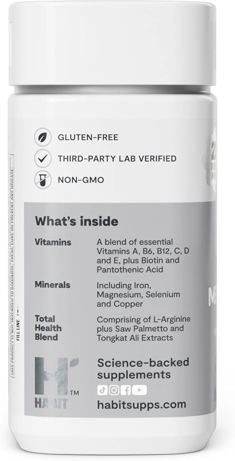 مولتی ویتامین آقایان هبیت، پشتیبانی از سلامتی و تندرستی، ویتامین های A-E، منیزیم، روی، ال-آرژنین، 60 کپسول مولتی ویتامین آقایان هبیت، پشتیبانی از سلامتی و تندرستی، ویتامین های A-E، منیزیم، روی، ال-آرژنین، 60 کپسول