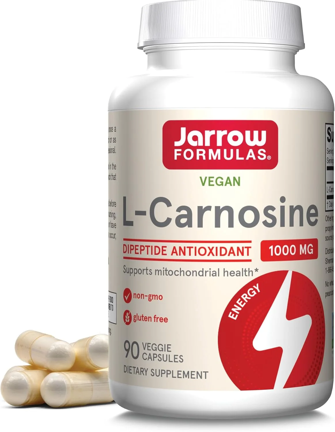 ال-کارنوزین 1000 میلی گرمی Jarrow Formulas®، مکمل غذایی، پشتیبانی آنتی اکسیدانی برای سلامت میتوکندری، 90 کپسول گیاهی، تا 45 روز ال-کارنوزین 1000 میلی گرمی Jarrow Formulas®، مکمل غذایی، پشتیبانی آنتی اکسیدانی برای سلامت میتوکندری، 90 کپسول گیاهی، تا 45 روز