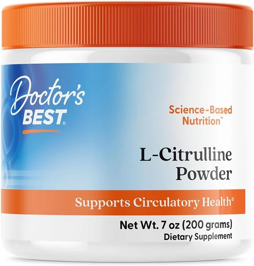 پودر ال-سیترولین داکترز بست (کیفیت کیووا)، پشتیبانی از سلامت گردش خون، غیر تراریخته، بدون گلوتن، بدون سویا، گیاهی، وزن خالص 200 گرم