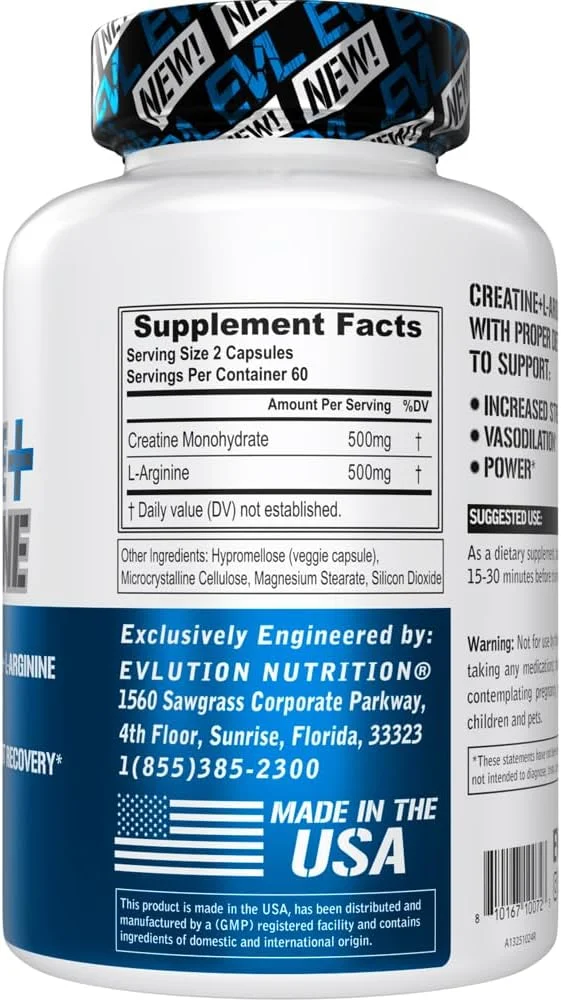مخلوط کراتین و ال-آرژنین ایولوشن نوتریشن - پشتیبانی از جریان خون، ریکاوری بعد از تمرین و رشد عضلات بدون چربی - 500 میلی گرم کراتین مونوهیدرات و 500 میلی گرم ال-آرژنین در هر وعده - 60 وعده - 120 کپسول گیاهی مخلوط کراتین و ال-آرژنین ایولوشن نوتریشن - پشتیبانی از جریان خون، ریکاوری بعد از تمرین و رشد عضلات بدون چربی - 500 میلی گرم کراتین مونوهیدرات و 500 میلی گرم ال-آرژنین در هر وعده - 60 وعده - 120 کپسول گیاهی