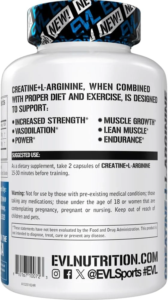 مخلوط کراتین و ال-آرژنین ایولوشن نوتریشن - پشتیبانی از جریان خون، ریکاوری بعد از تمرین و رشد عضلات بدون چربی - 500 میلی گرم کراتین مونوهیدرات و 500 میلی گرم ال-آرژنین در هر وعده - 60 وعده - 120 کپسول گیاهی مخلوط کراتین و ال-آرژنین ایولوشن نوتریشن - پشتیبانی از جریان خون، ریکاوری بعد از تمرین و رشد عضلات بدون چربی - 500 میلی گرم کراتین مونوهیدرات و 500 میلی گرم ال-آرژنین در هر وعده - 60 وعده - 120 کپسول گیاهی