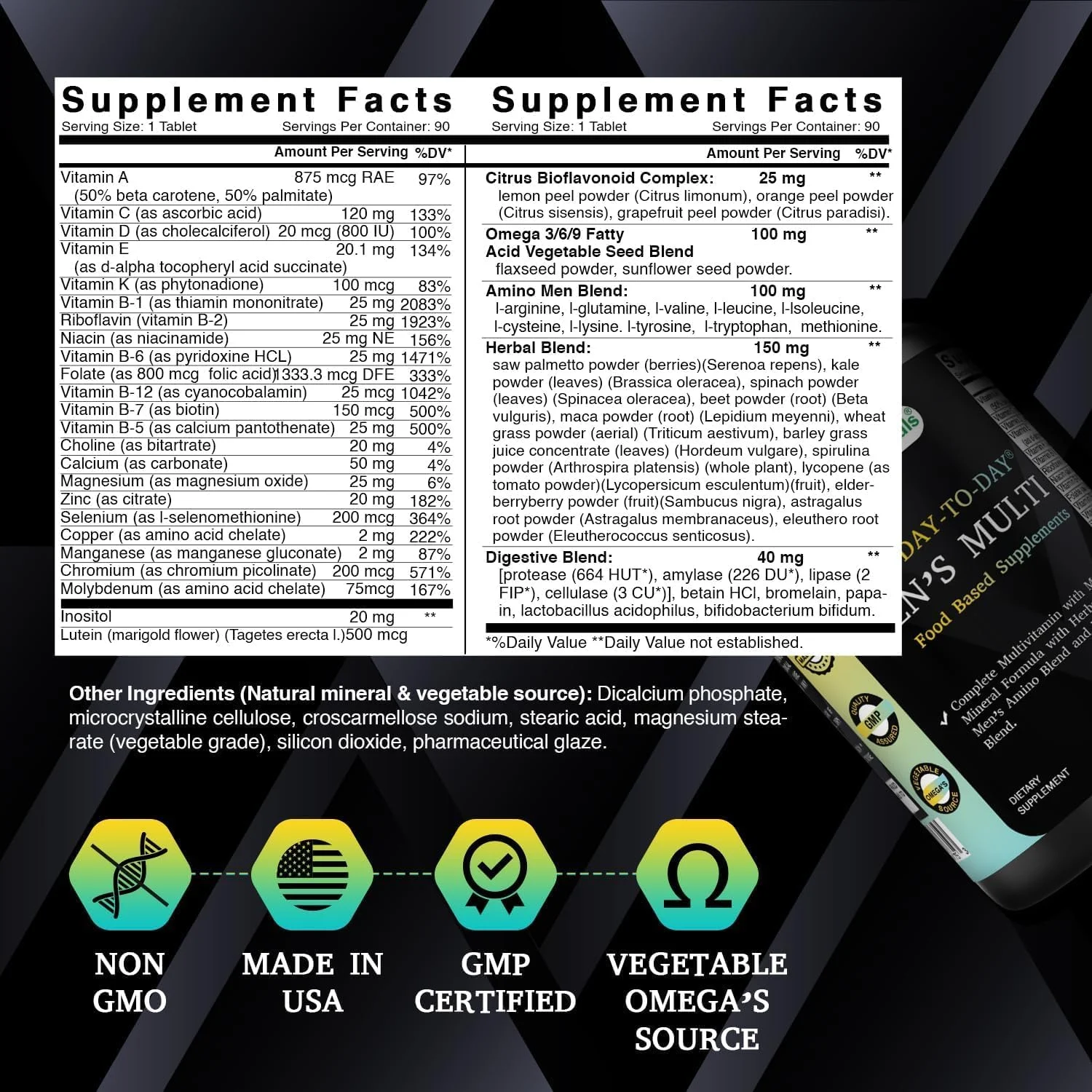 بهترین نچرالز مولتی ویتامین روزانه آقایان، مکمل غذایی بر پایه مواد غذایی حاوی ویتامین A، ال-آرژنین، ال-گلوتامین، ال-لیزین - 90 قرص بهترین نچرالز مولتی ویتامین روزانه آقایان، مکمل غذایی بر پایه مواد غذایی حاوی ویتامین A، ال-آرژنین، ال-گلوتامین، ال-لیزین - 90 قرص