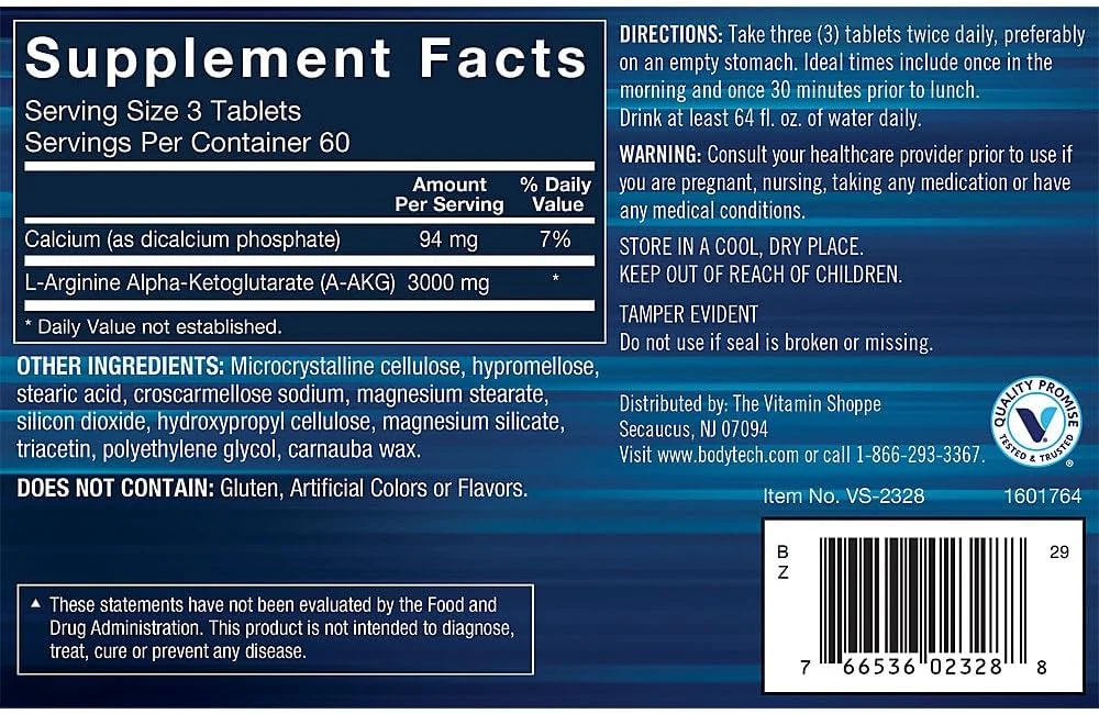 قرص آرژنین آلفا کتوگلوتارات Bodytech، 3000 میلی گرم - پیش ساز نیتریک اکسید - پشتیبانی از جریان خون، پمپ عضلانی و عملکرد (180 عدد) قرص آرژنین آلفا کتوگلوتارات Bodytech، 3000 میلی گرم - پیش ساز نیتریک اکسید - پشتیبانی از جریان خون، پمپ عضلانی و عملکرد (180 عدد)