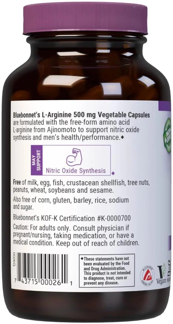 کپسول ال-آرژنین 500 میلی گرم بلو بونت، اسید آمینه آزاد، پیش ساز نیتریک اکسید، بدون سویا، بدون گلوتن، غیر تراریخته، دارای گواهی کوشر، وگان، 100 کپسول گیاهی، 100 سروینگ، سفید کپسول ال-آرژنین 500 میلی گرم بلو بونت، اسید آمینه آزاد، پیش ساز نیتریک اکسید، بدون سویا، بدون گلوتن، غیر تراریخته، دارای گواهی کوشر، وگان، 100 کپسول گیاهی، 100 سروینگ، سفید