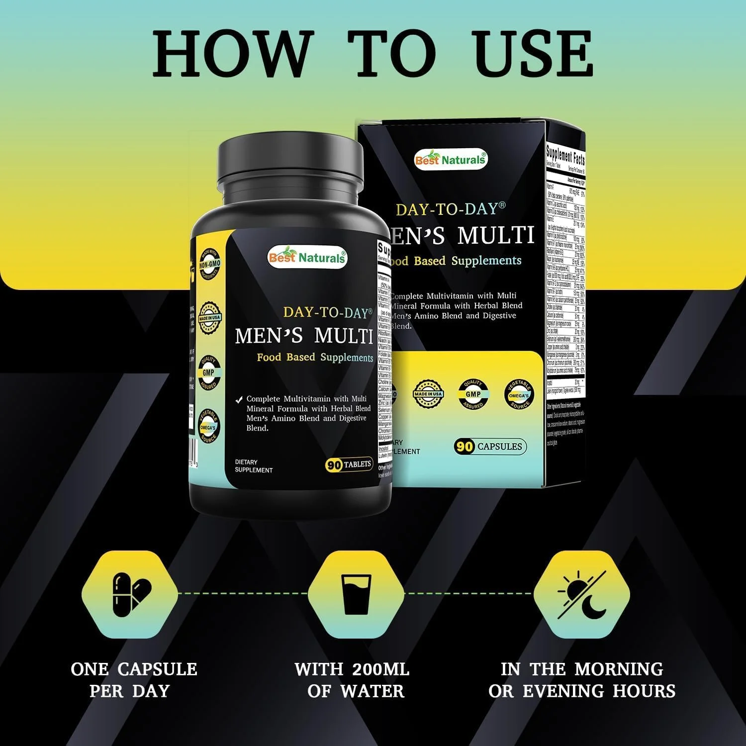 بهترین نچرالز مولتی ویتامین روزانه آقایان، مکمل غذایی بر پایه مواد غذایی حاوی ویتامین A، ال-آرژنین، ال-گلوتامین، ال-لیزین - 90 قرص بهترین نچرالز مولتی ویتامین روزانه آقایان، مکمل غذایی بر پایه مواد غذایی حاوی ویتامین A، ال-آرژنین، ال-گلوتامین، ال-لیزین - 90 قرص