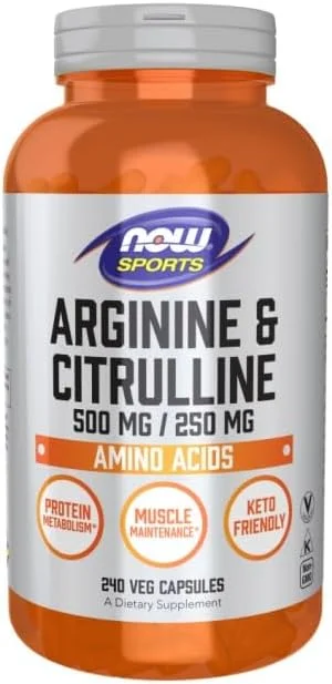 NOW Sports Nutrition، آرژنین و سیترولین 500 میلی گرم/ 250 میلی گرم، آمینو اسیدها، 240 کپسول گیاهی NOW Sports Nutrition، آرژنین و سیترولین 500 میلی گرم/ 250 میلی گرم، آمینو اسیدها، 240 کپسول گیاهی