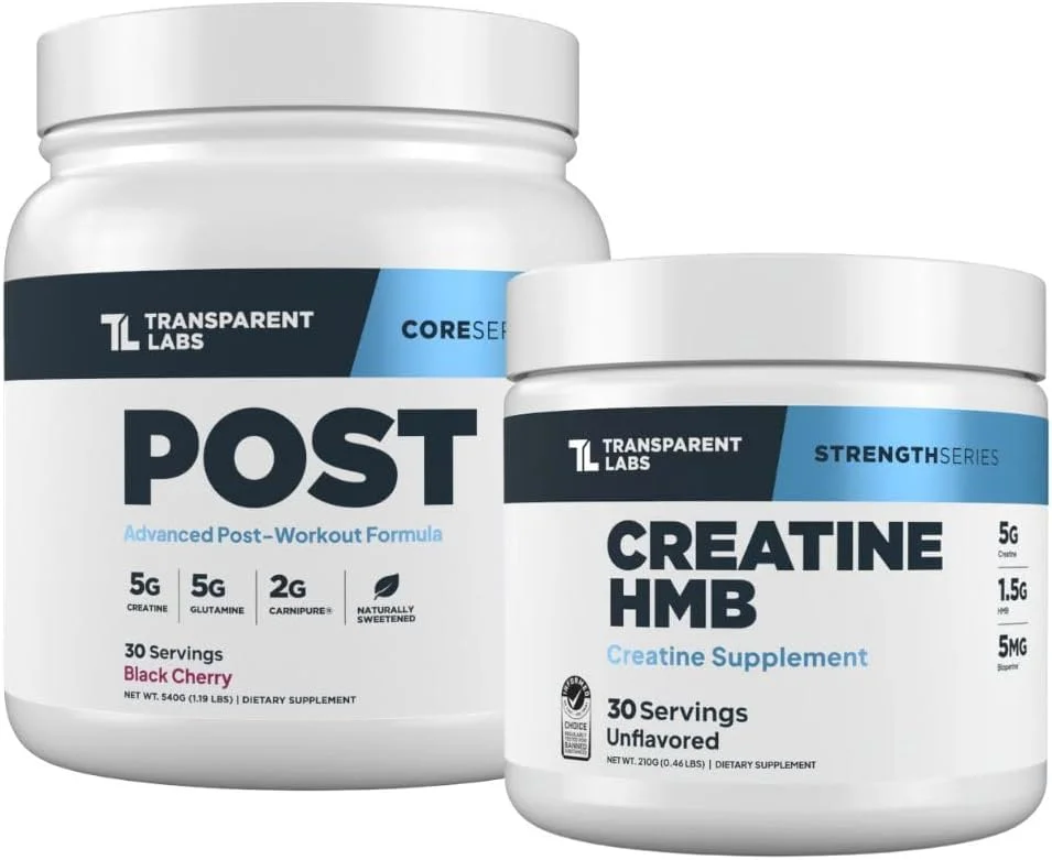 مکمل ریکاوری بعد از تمرین ترنسپرنت لبز (30 سروینگ، آلبالو سیاه) و کراتین HMB (30 سروینگ، بدون طعم)