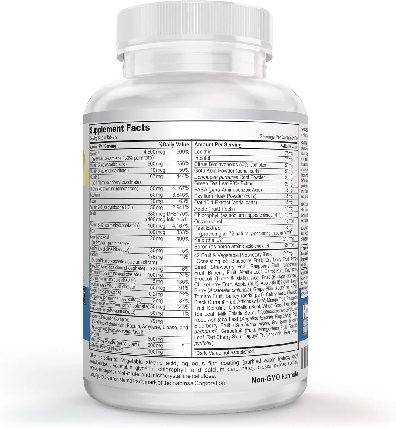 مولتی ویتامین و مواد معدنی گیاهی کامل - ویتامین های A B1 B2 B6 B12 C D3 E و 110 غذای فوق العاده، گیاهان، سبزیجات و میوه های قرمز - آنزیم ها و پروبیوتیک ها برای تقویت سیستم ایمنی - افزایش انرژی - 90 قرص