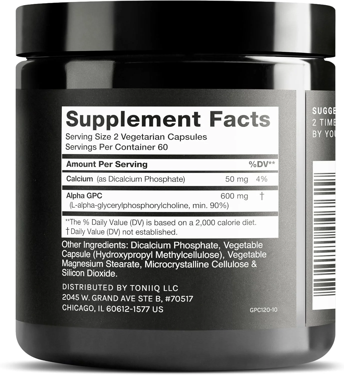 کپسول های آلفا GPC با خلوص فوق العاده بالا Toniiq - فرمول متمرکز 600 میلی گرم - نوتروپیک بسیار خالص و زیست فراهم با خلوص بیش از 90٪ - 120 کپسول مکمل آلفا GPC