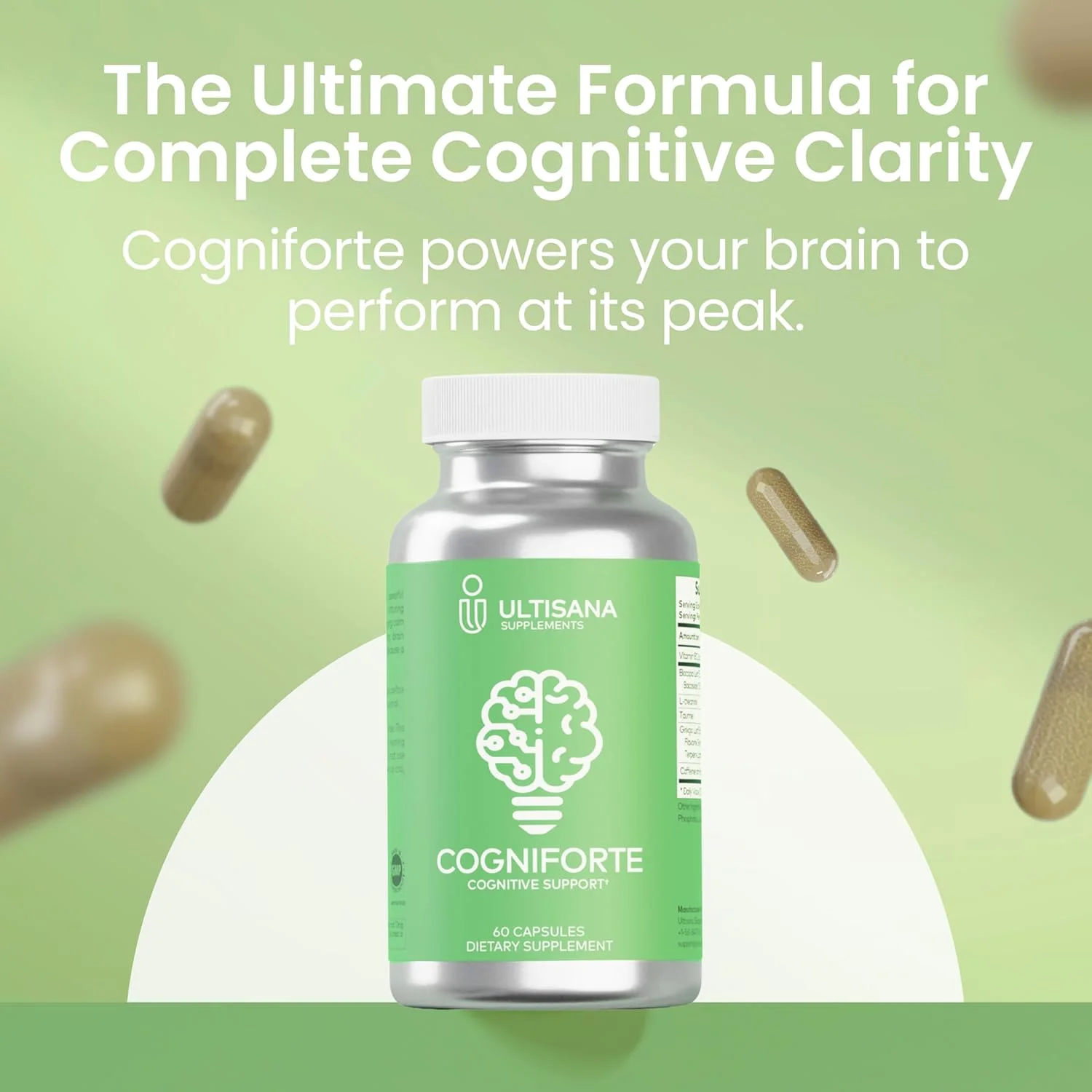 مکمل تقویت حافظه و تمرکز حاوی ال-تیانین و جینکوبیلوبا | پشتیبانی شناختی پیشرفته، وضوح ذهنی و افزایش انرژی | حاوی تورین، ویتامین B12 و کافئین | 60 عدد