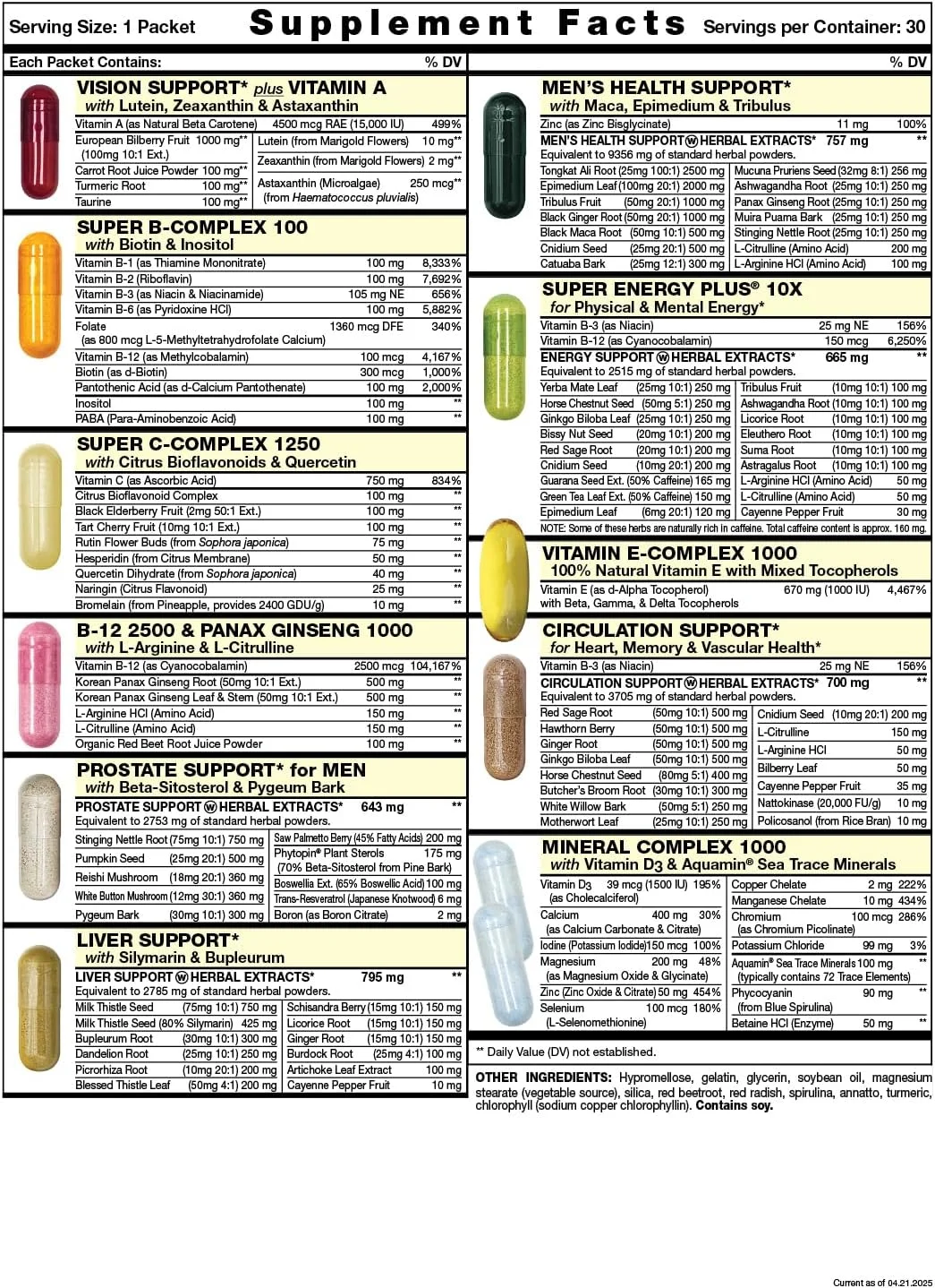 پک کامل ویتامین روزانه پاور استارت | پشتیبانی از سلامت مردان، تقویت کننده انرژی و استقامت 10 برابر | ویتامین A، B، C، D، E، B12، مواد معدنی، تریبولوس، ماکا، (30 بسته)