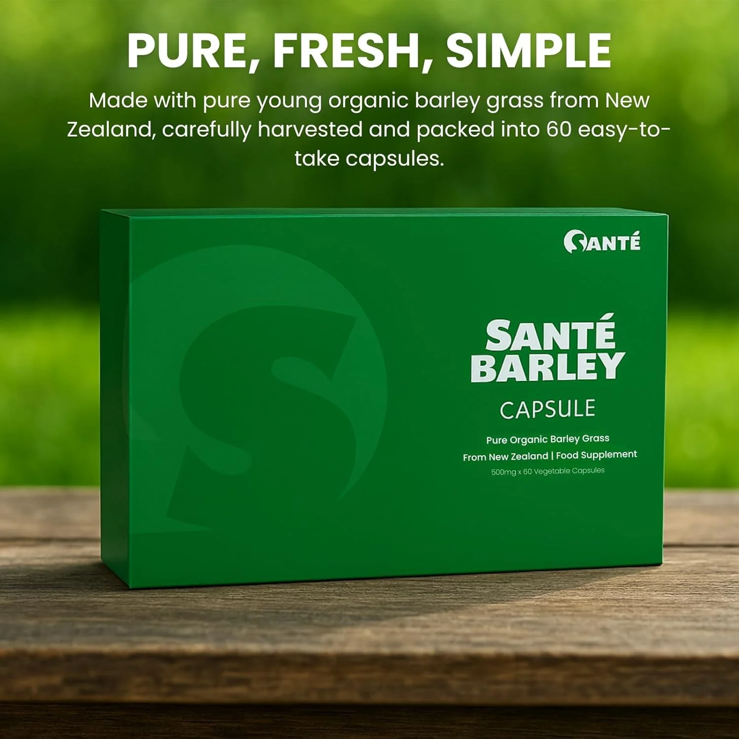 مخلوط جو دوسر خالص سانته نیوزلند | علف جو دوسر جوان ارگانیک | سم زدایی طبیعی، تقویت کننده انرژی و پشتیبانی از سیستم ایمنی | دارای گواهی ارگانیک از BioGro نیوزلند - 60 کپسول x 4 جعبه